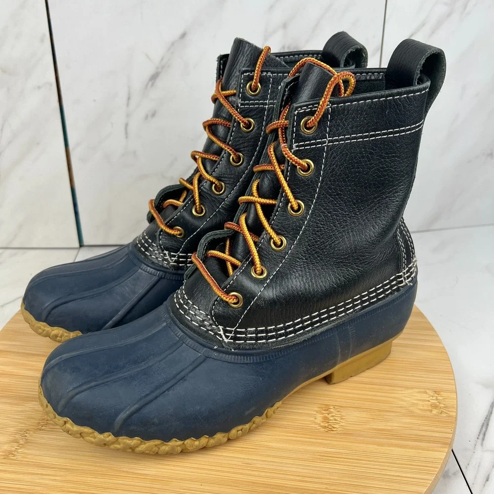 Vintage LL Bean Bean Boots Mens Size 6 Blue Leather Duck Rain Boots 175064